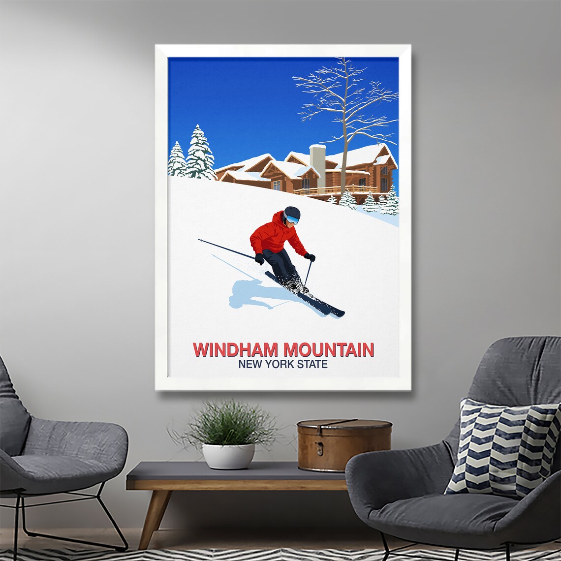 Windham Mountain Ski Resort Travel Poster Art Print - Image 3