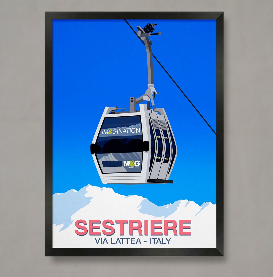 Sestriere Ski Resort Travel Poster, Ski Print