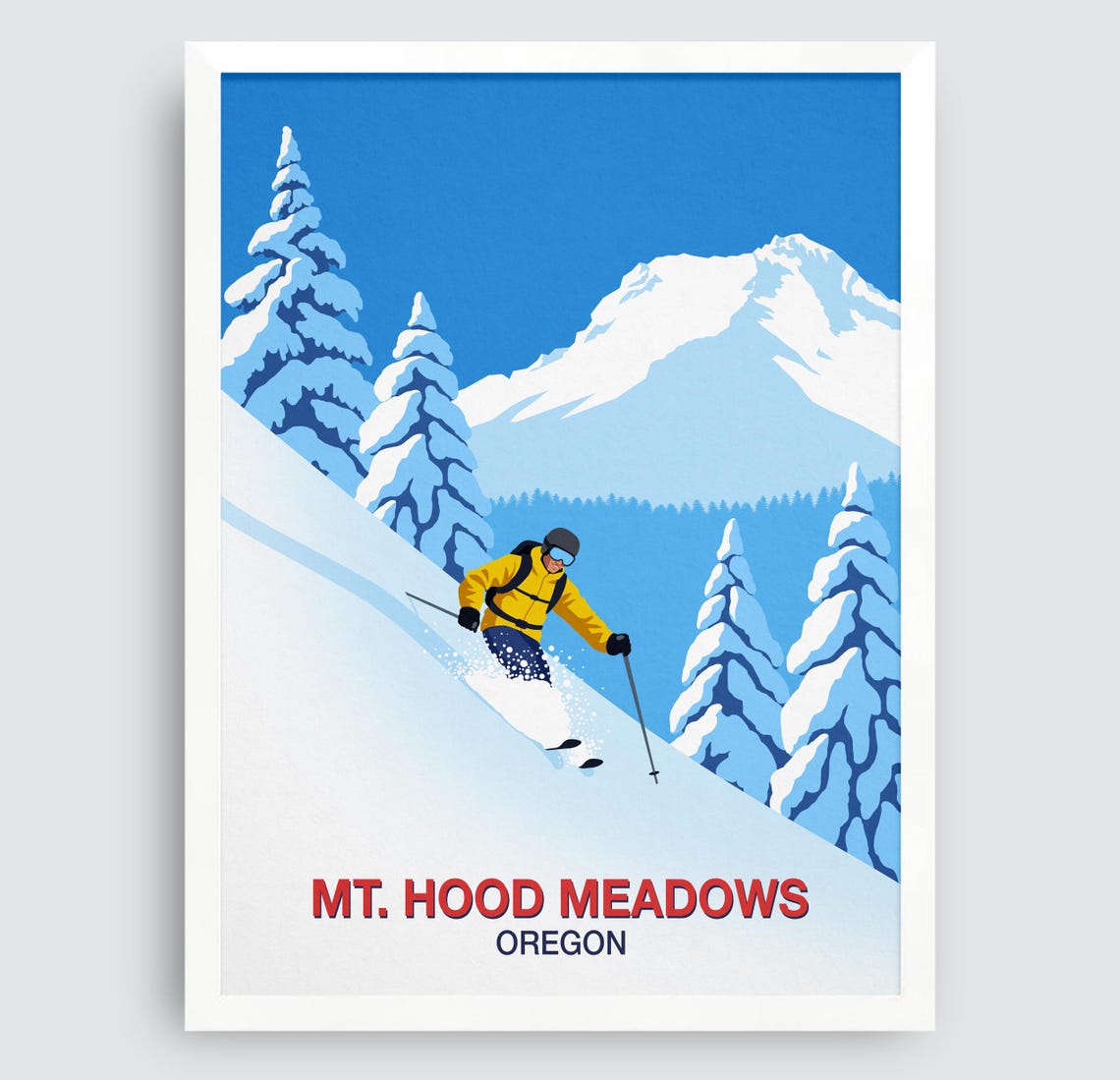Mt Hood Meadows Oregon Vintage Deep Powder Skiing Resort Poster - Image 4