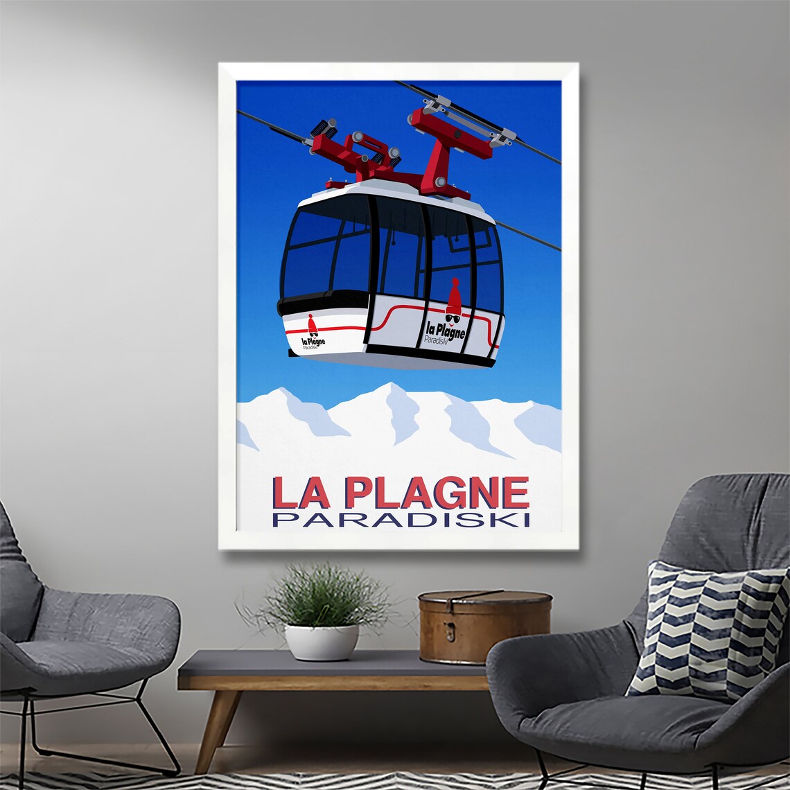 La Plagne Ski Resort Travel Poster, Ski Print - Image 2
