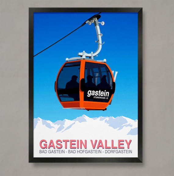 Gastein Valley Ski Poster, Alpine Travel Art Print