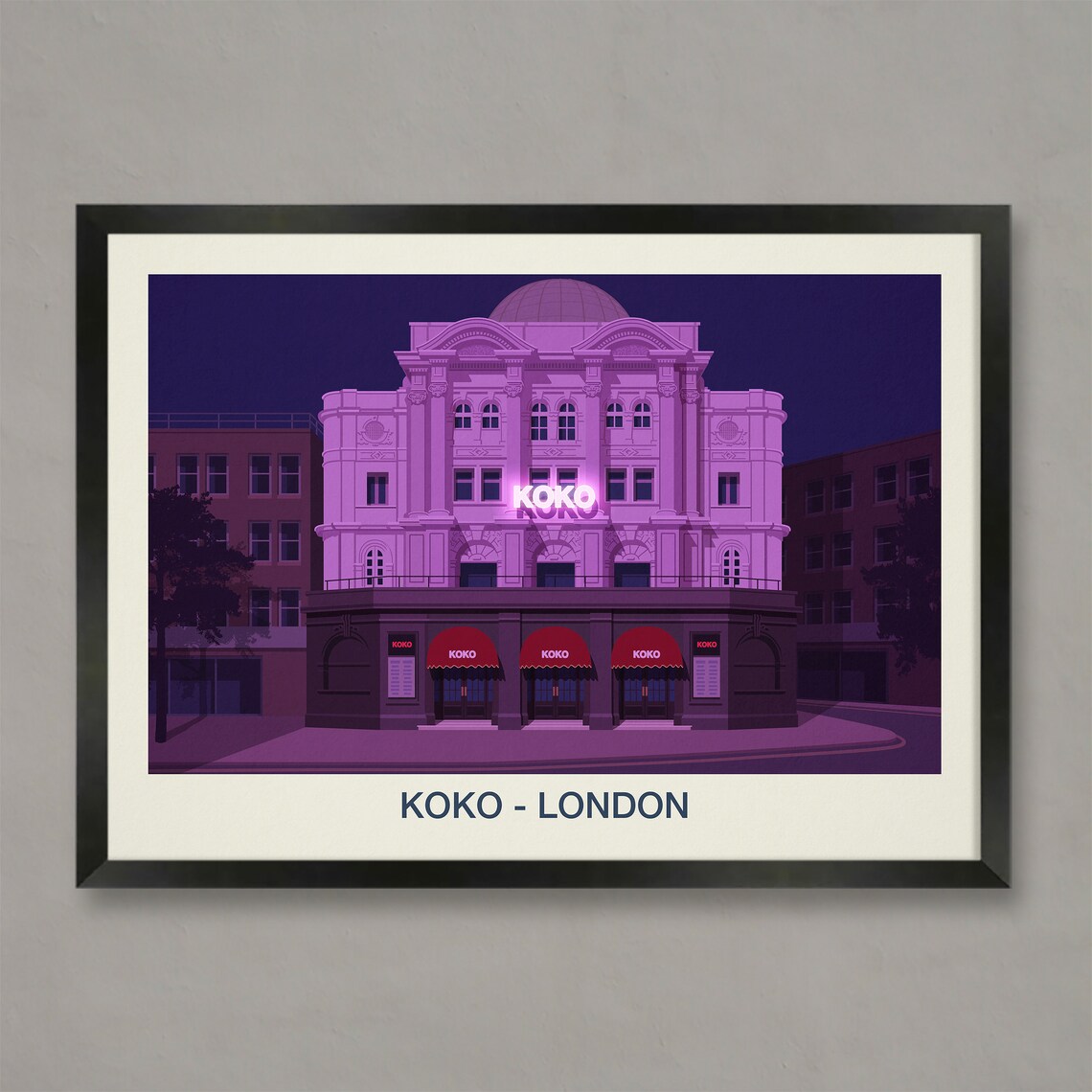 Koko London Nightclub Poster with Historic Camden Venue Neon Facade