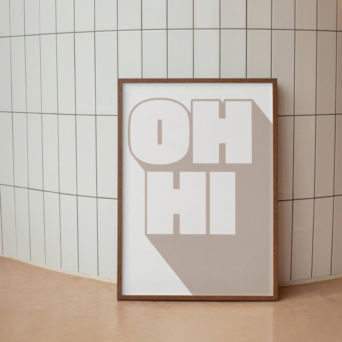 Oh Hi Big Bold Typography Beige Minimalist Entryway Quote Poster - Image 4