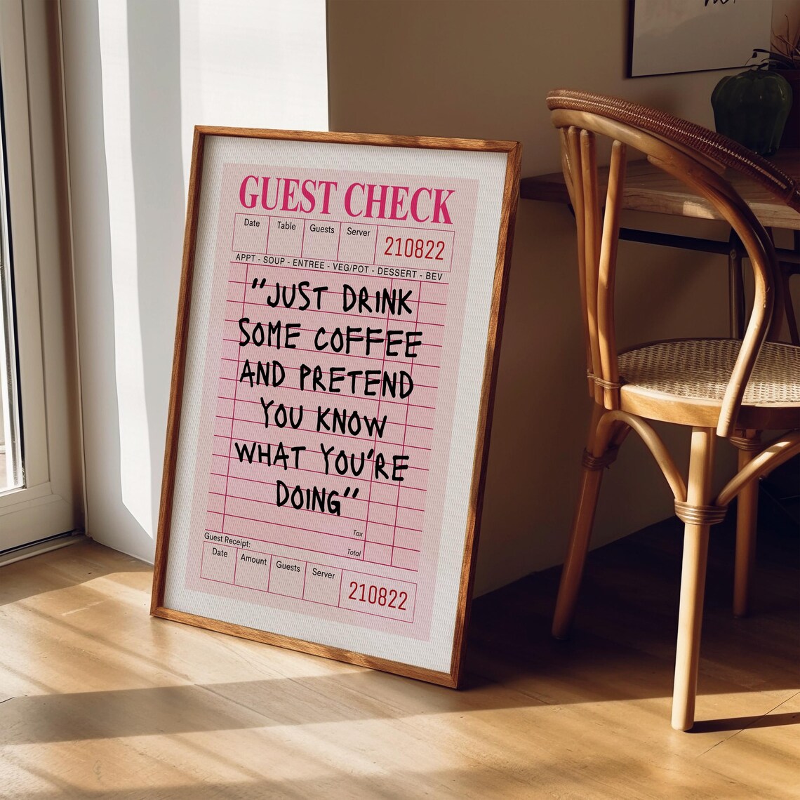 Trendy Guest Check Coffee Bar Cart Decor Art Print - Image 4