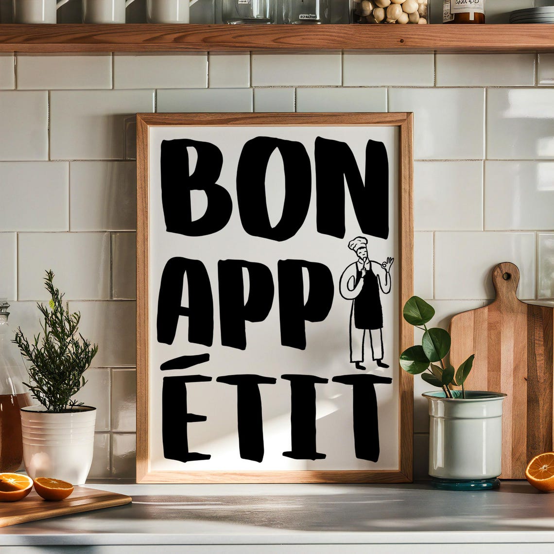 Bon Appetit Black French Kitchen Chef Minimalist Typography Poster - Image 7