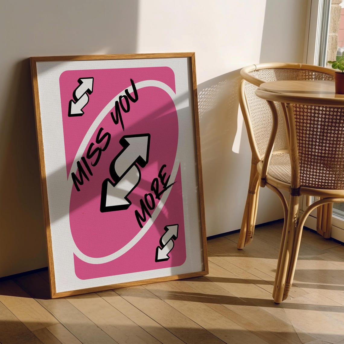 Miss You More Pink Playing Card Reverse Style Funny Love Poster - Image 5