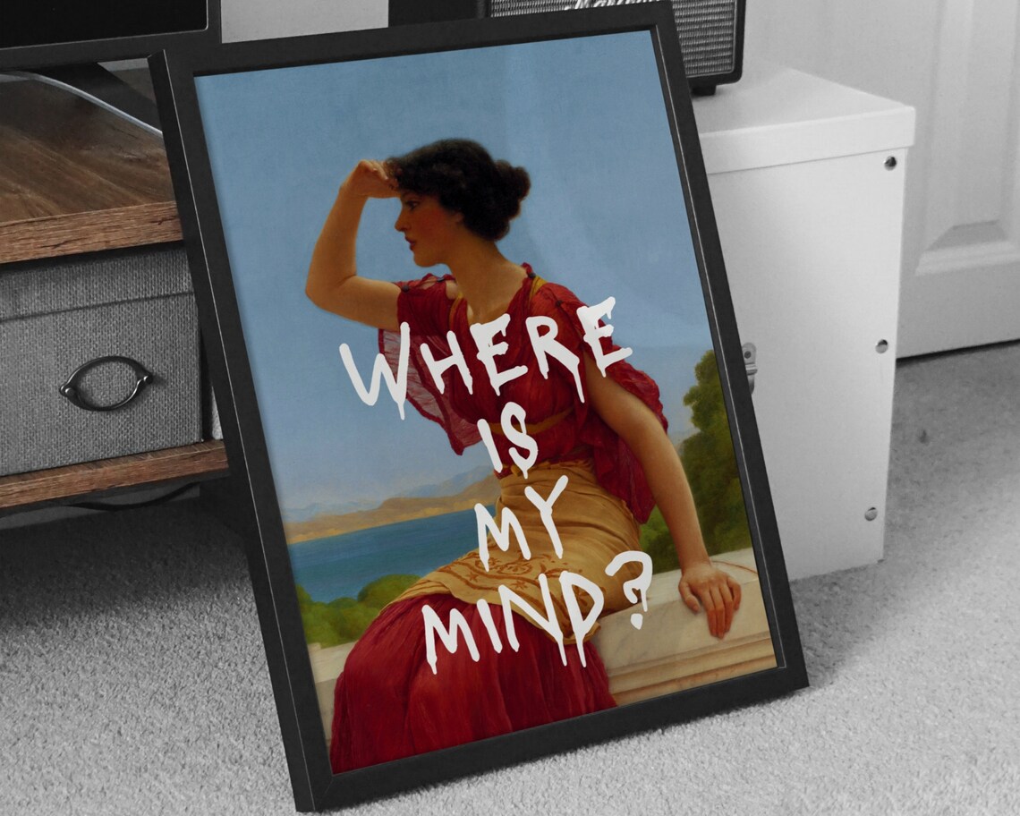 Where Is My Mind Woman By The Sea Classical Art Quote Poster - Image 6