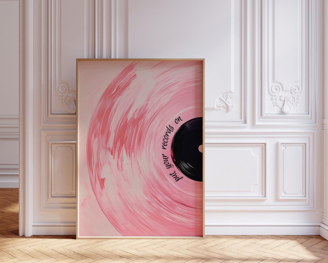 Pink Vinyl Record Retro Maximalist Eclectic Art Print - Image 8