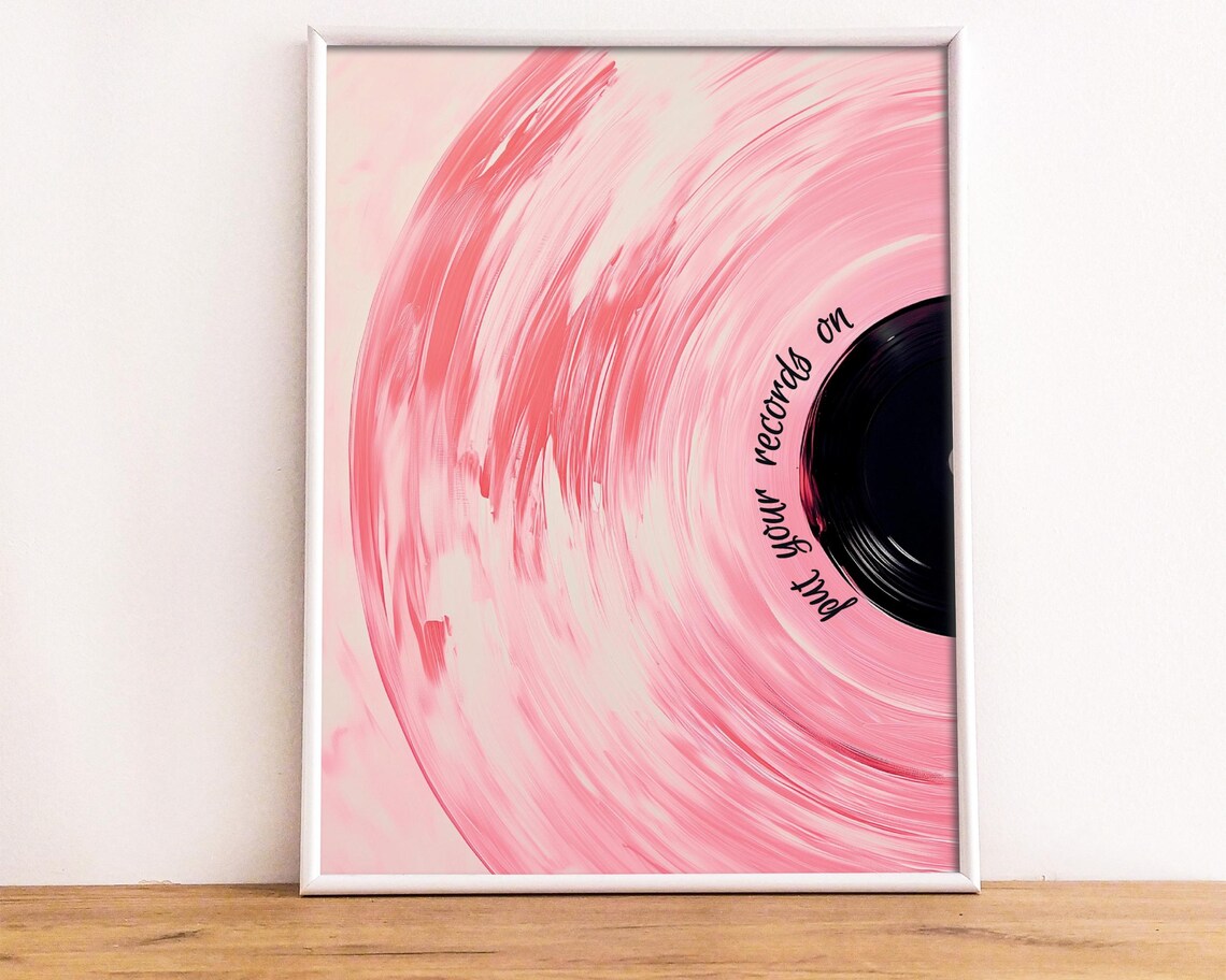 Pink Vinyl Record Retro Maximalist Eclectic Art Print - Image 2
