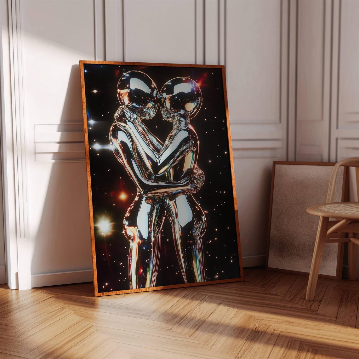 Psychedelic Alien Astronauts Embrace Chrome Space Surrealism Poster - Image 8