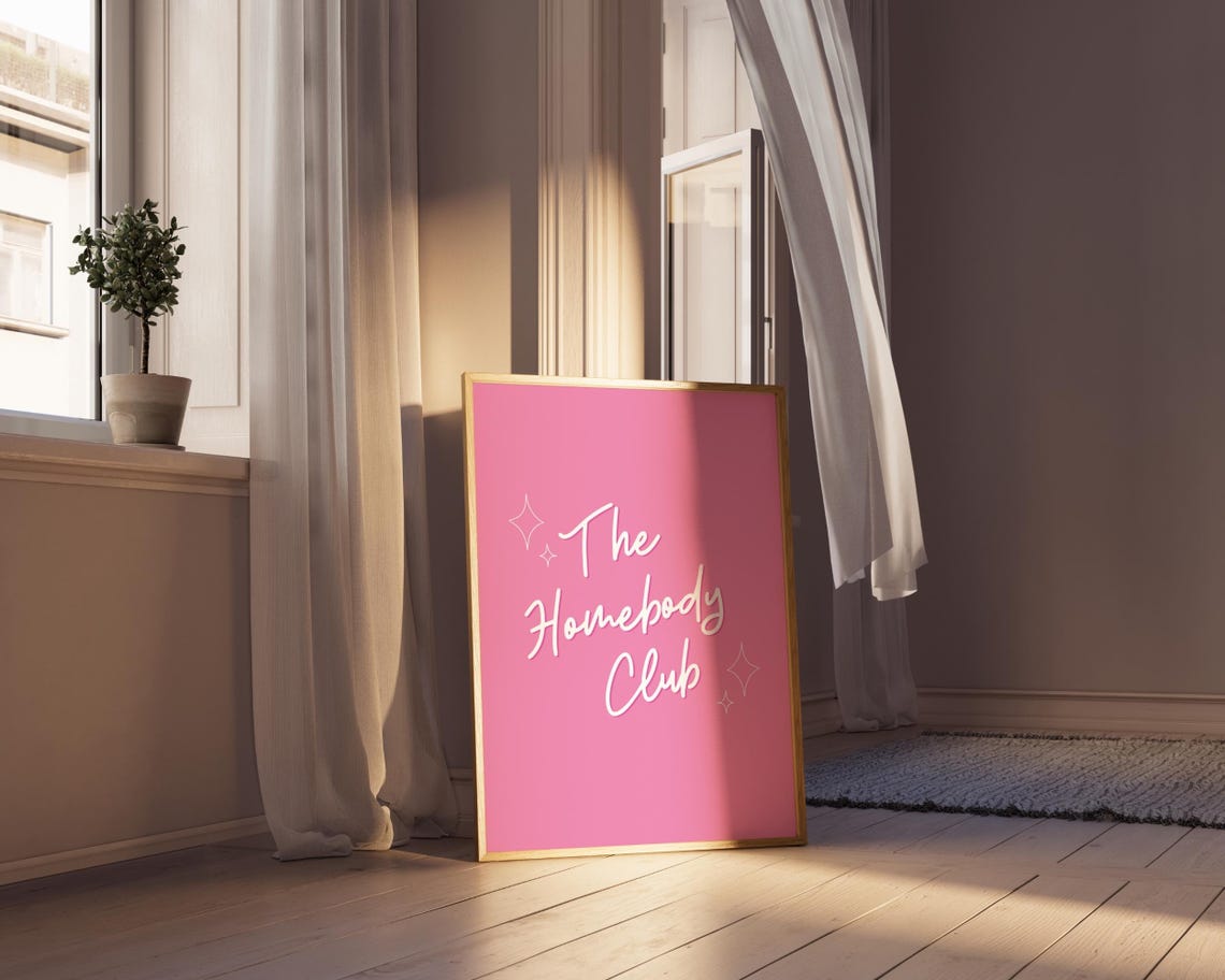 The Homebody Club Pink Script Sparkle Cozy Bedroom Quote Poster - Image 6