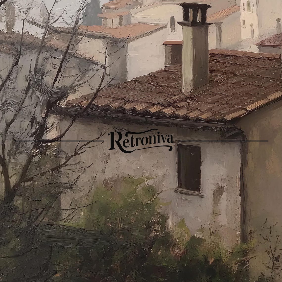 Mediterranean Coastal Town Rooftops Terracotta Vintage Village Poster - Image 7