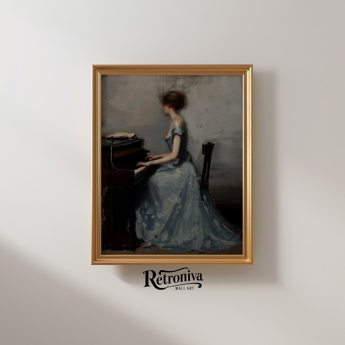 Antique Piano Playing Woman Portrait Art Print