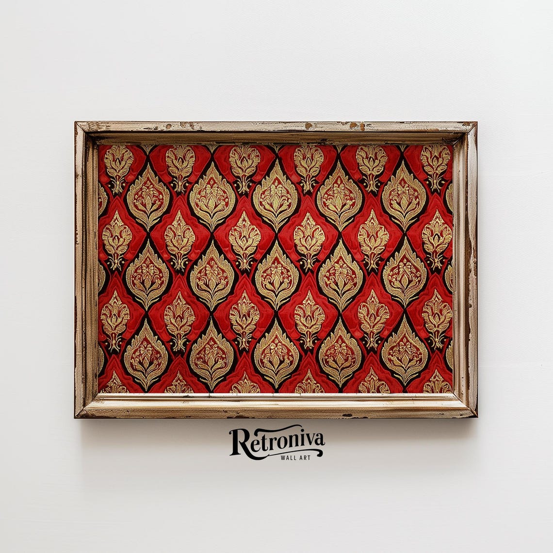 Red Gold Floral Damask Textile Pattern Vintage Victorian Style Poster - Image 6