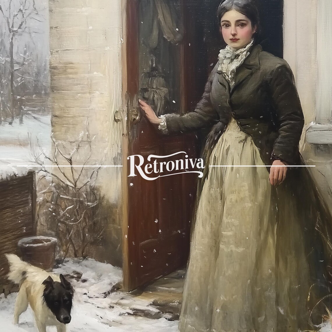 Vintage Victorian Woman With Dog Portrait Art Print - Image 7