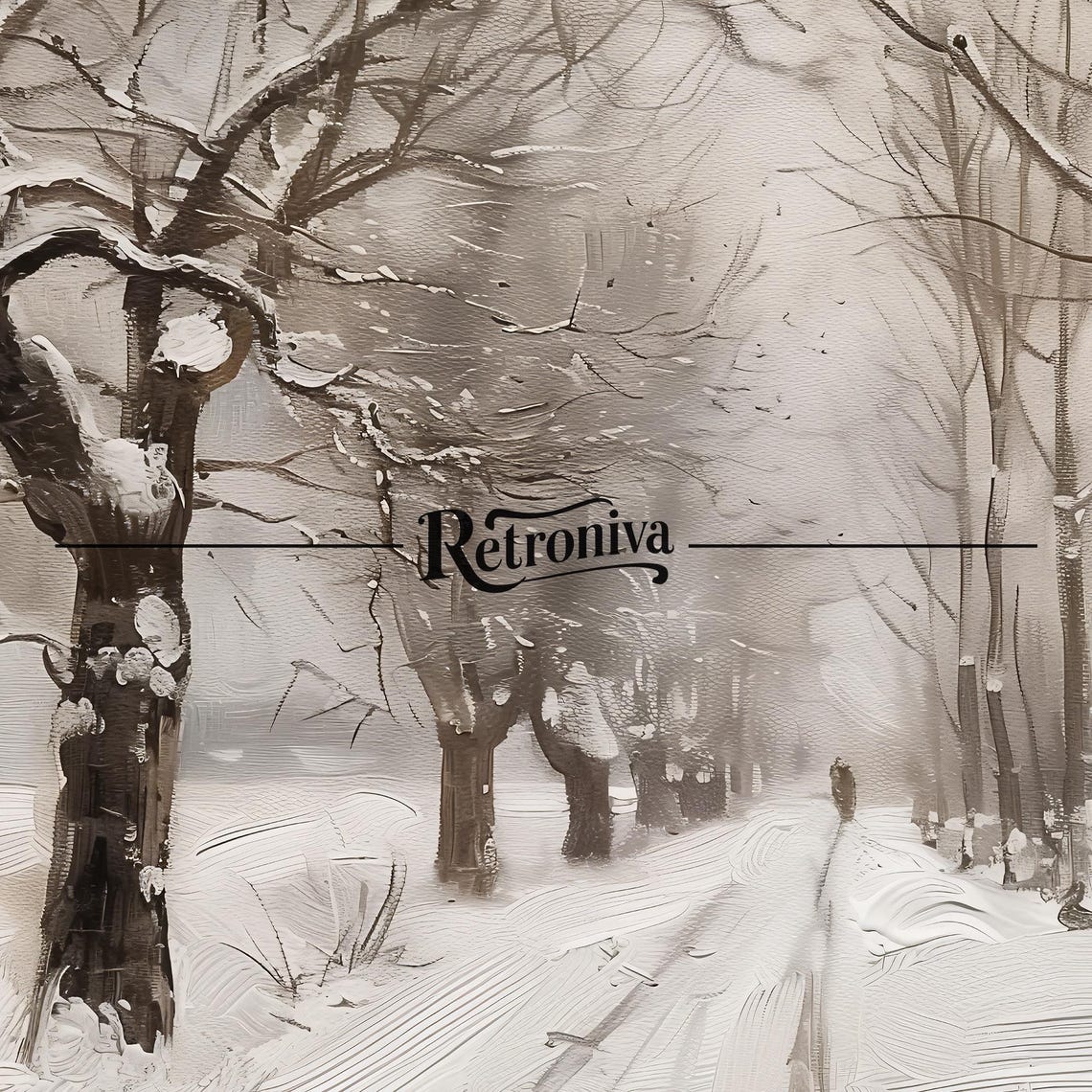 Snowy Country Road Through Bare Winter Trees Vintage Landscape Poster - Image 7