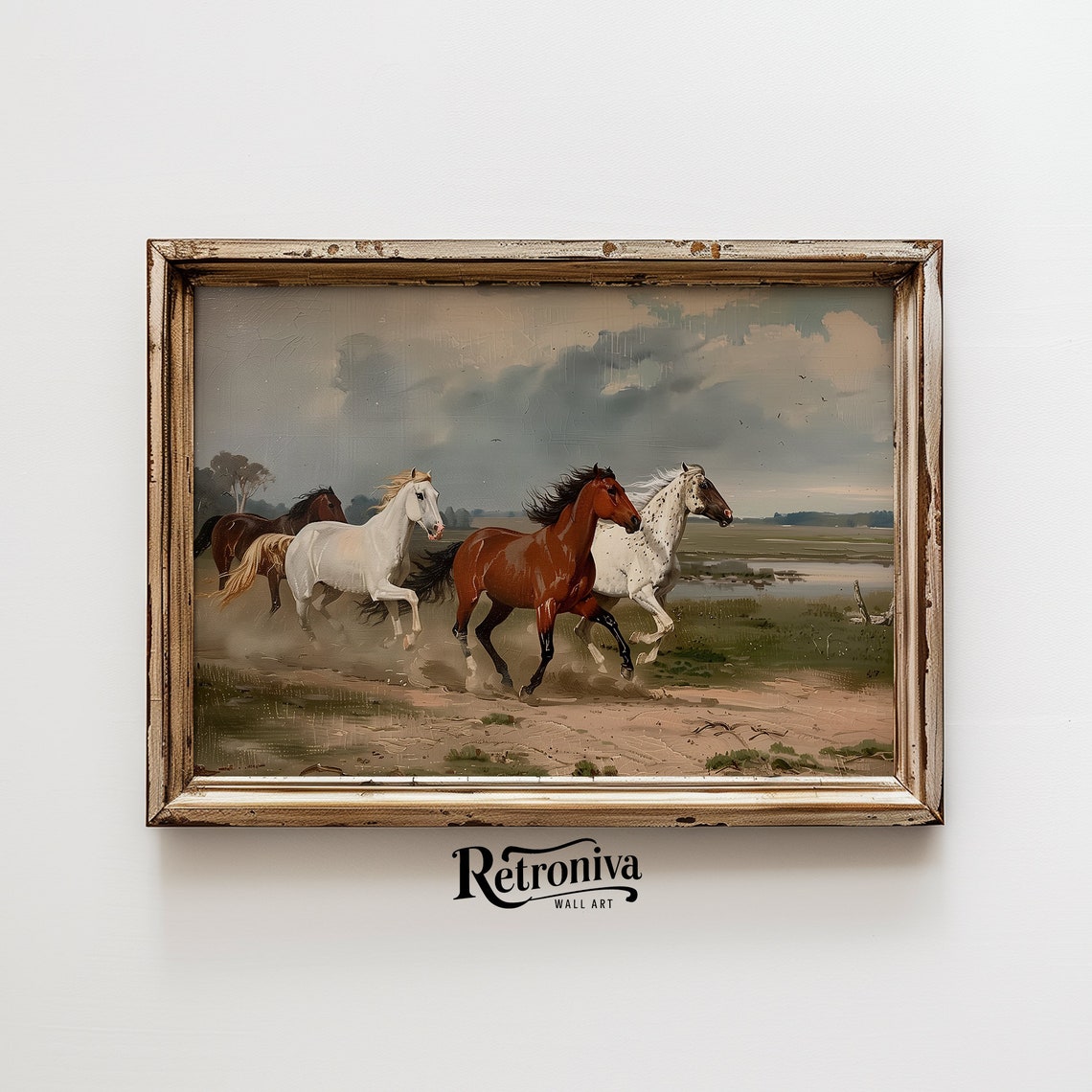 Wild Horses Running Country Oil Painting Horse Print Vintage Western Wall Art Horse Artwork Retroniva Art Anm 002 - Image 4