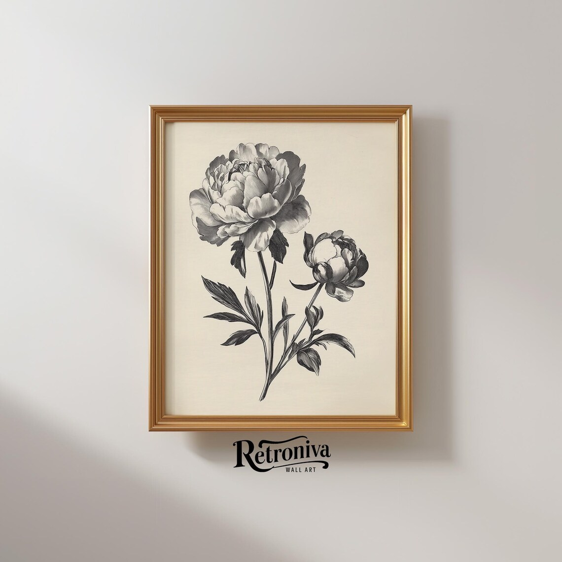 Vintage Peony Sketch Drawing, Botanical Art Print - Image 2