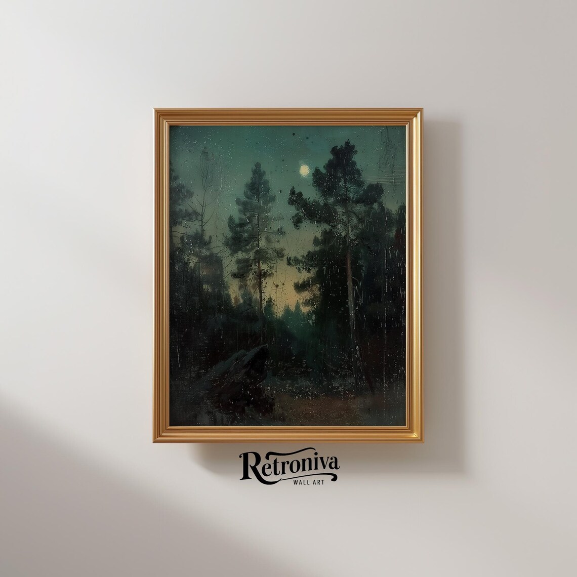 Moody Night Forest Landscape, Dark Academia Art Print - Image 2