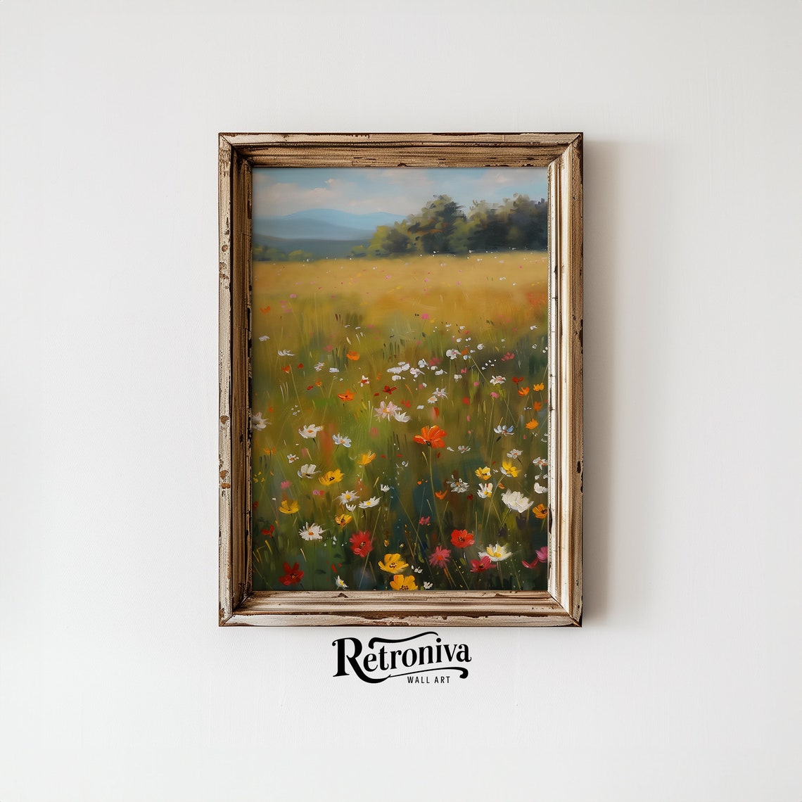 Colorful Wildflower Meadow In A Golden Summer Field Painting Poster - Image 6