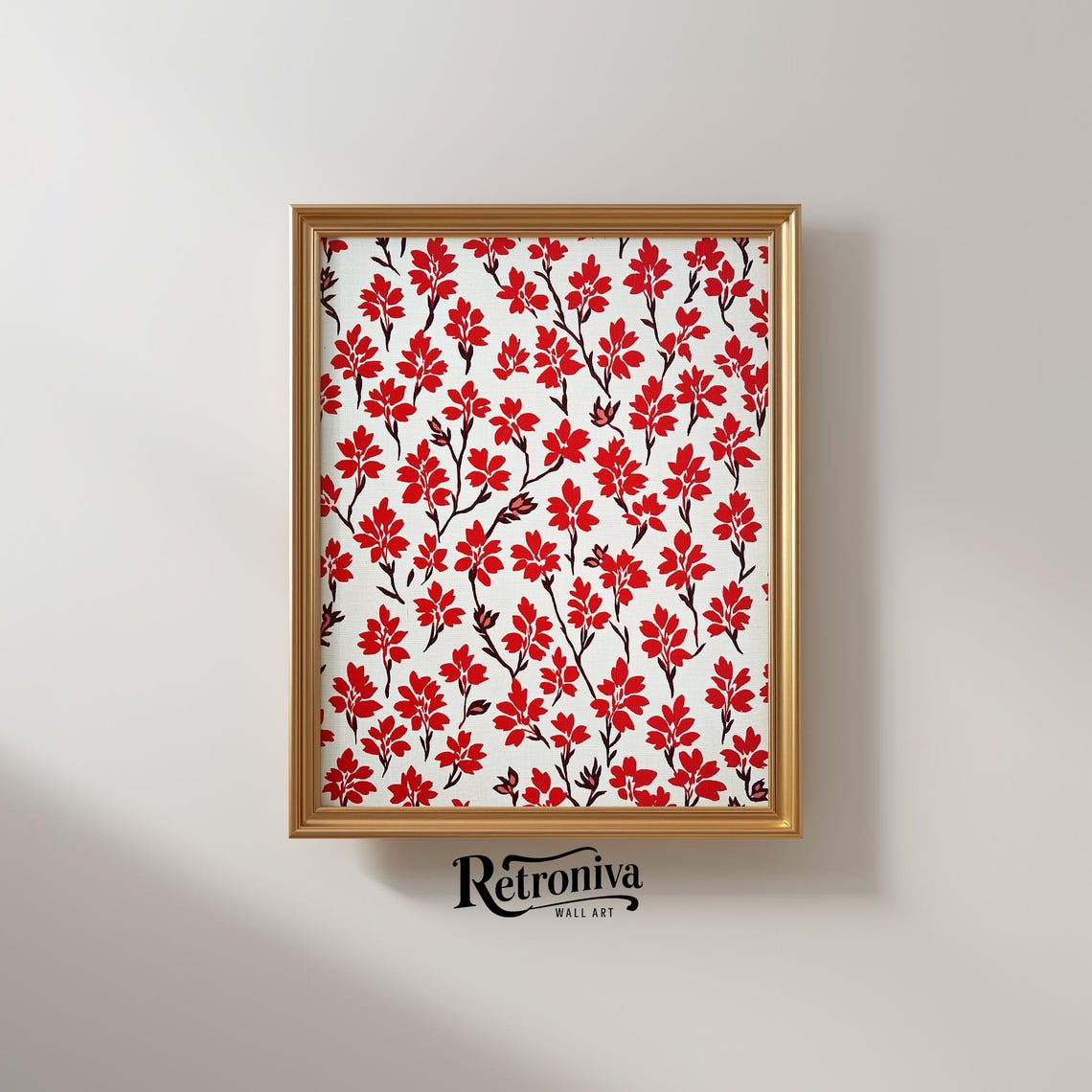 Minimalist Red Floral Pattern On White Vintage Botanical Poster - Image 2
