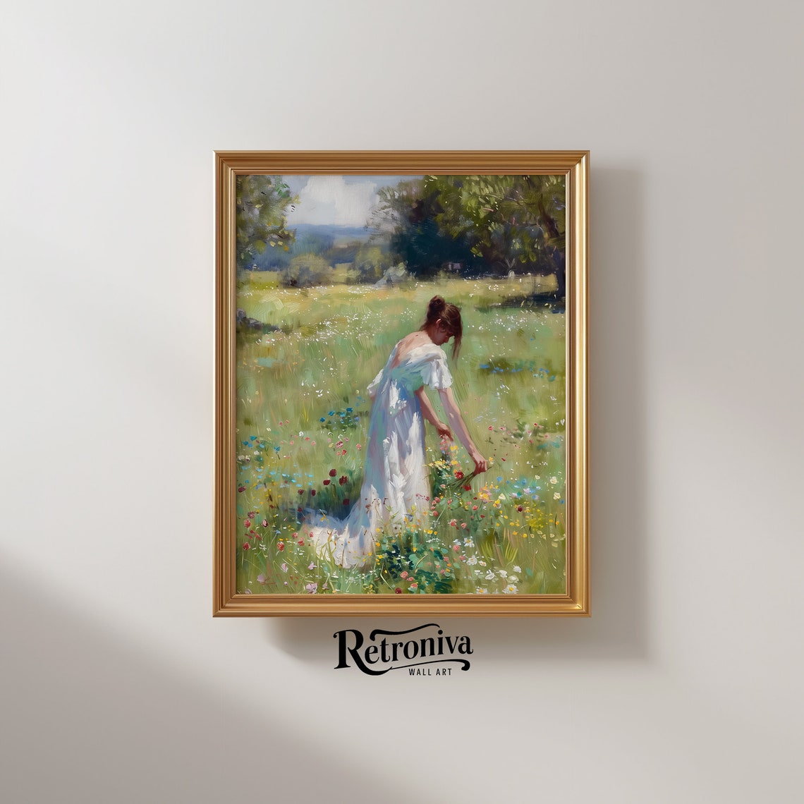 Woodland Spring Meadow Vintage Wall Art Wildflower Field Country Painting Cottagecore Oil Painting Retroniva Art Spg 010 - Image 2