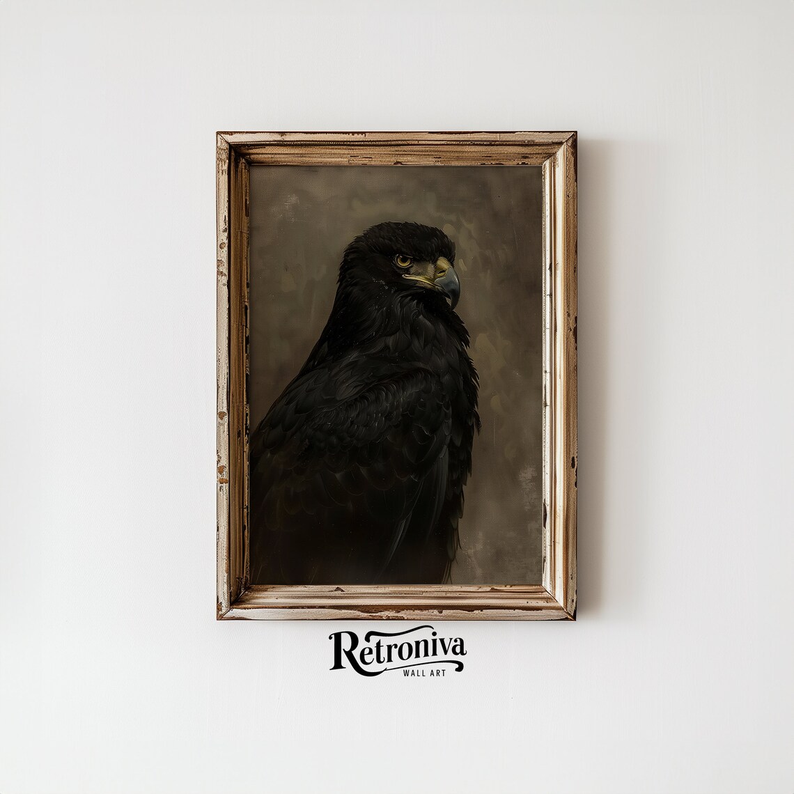 Black Eagle Portrait Dark Moody Wildlife Vintage Bird of Prey Poster - Image 4