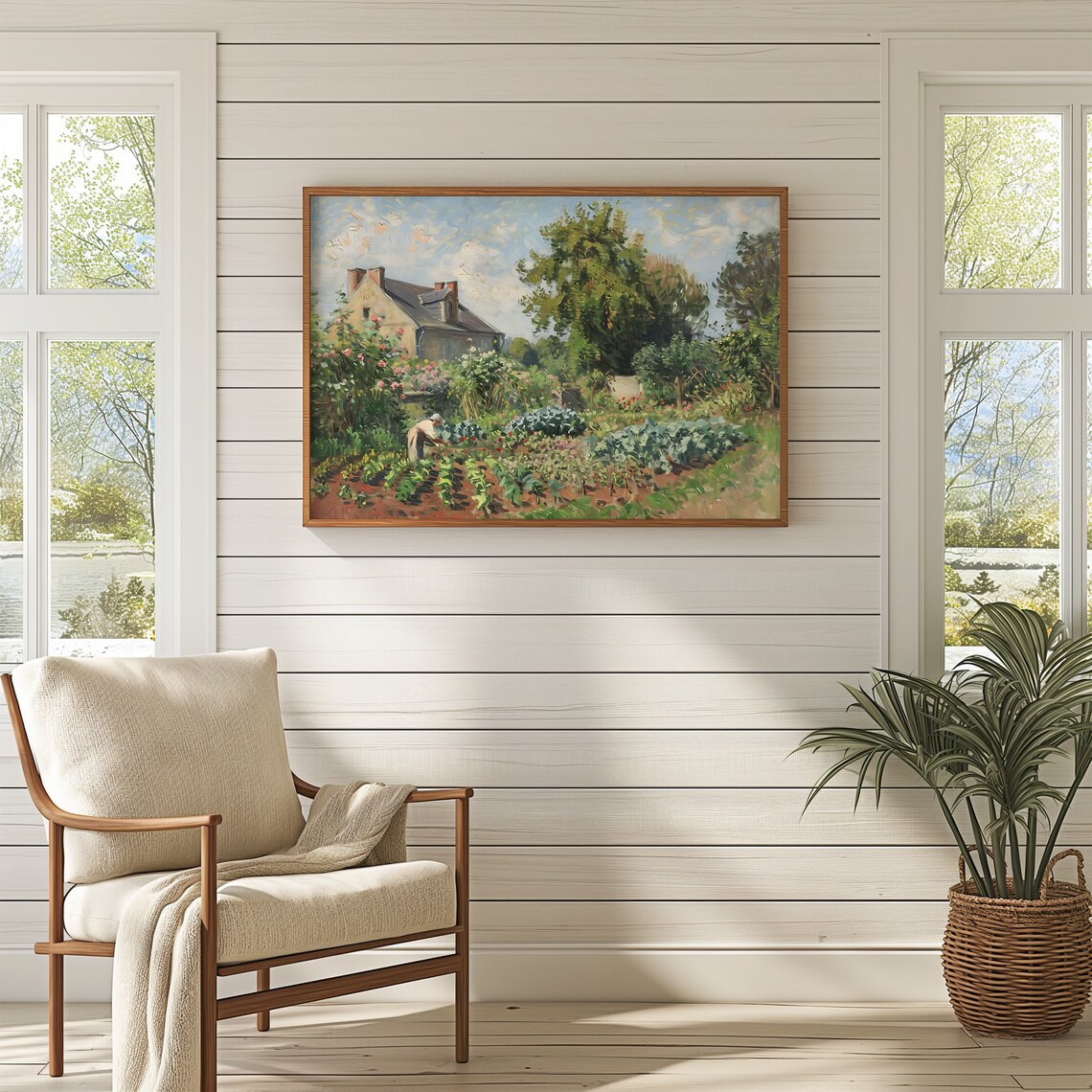 Countryside Landscape Vintage Summer Garden Oil Painting Cottage Art Print Farmhouse Wall Decor Retroniva Art Sum 018 - Image 3