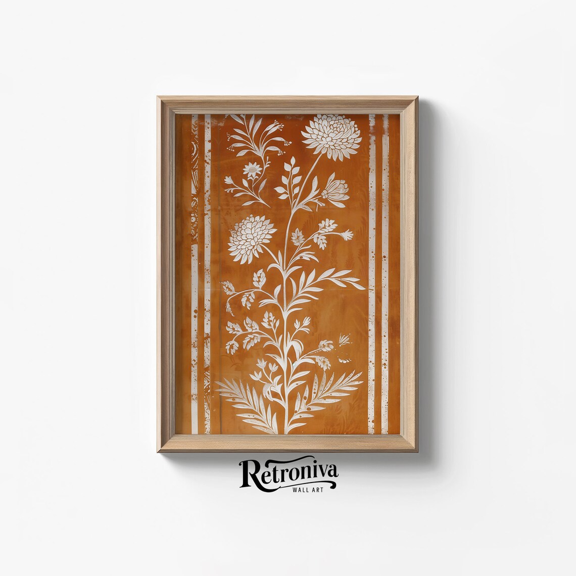Burnt Orange Textile Vintage Botanical Art Print
