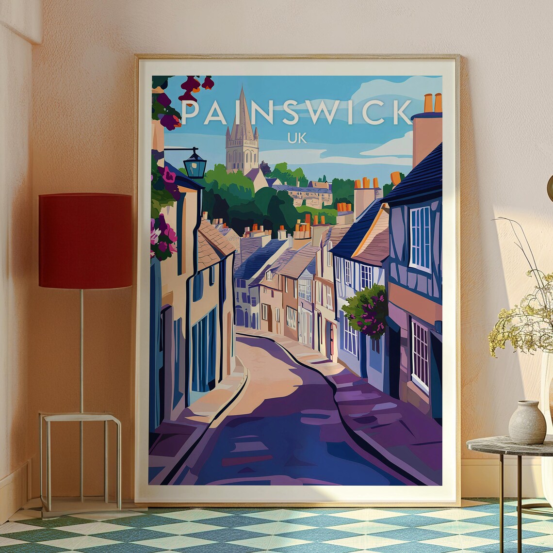Painswick UK Charming Cotswold Street Church Village Travel Poster - Image 2