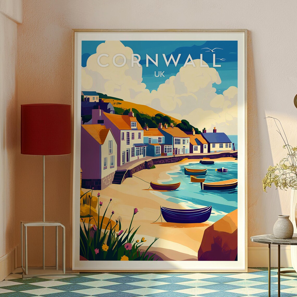Cornwall England Fishing Harbour Boats Seaside Travel Poster - Image 2