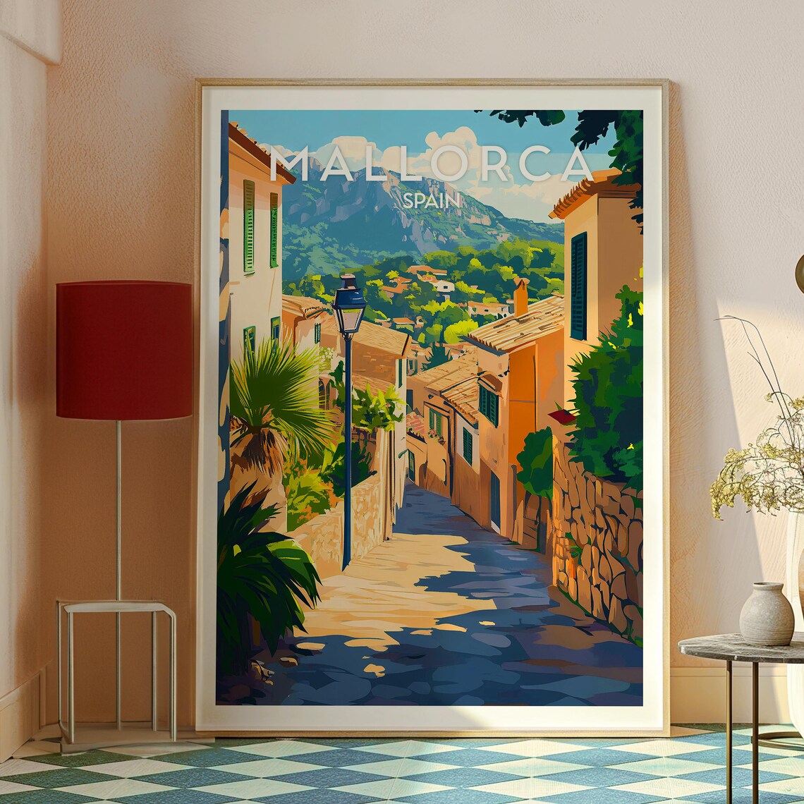 Mallorca Spain Old Town Mountain Lane Stone Street Travel Poster - Image 2