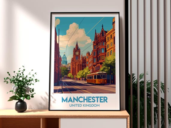 Manchester Travel Poster, City Wall Art Print