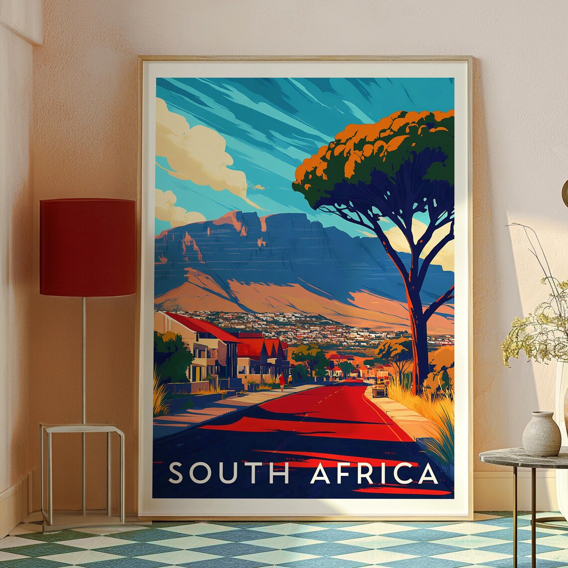 South Africa Table Mountain Cape Town Street Sunset Travel Poster - Image 2