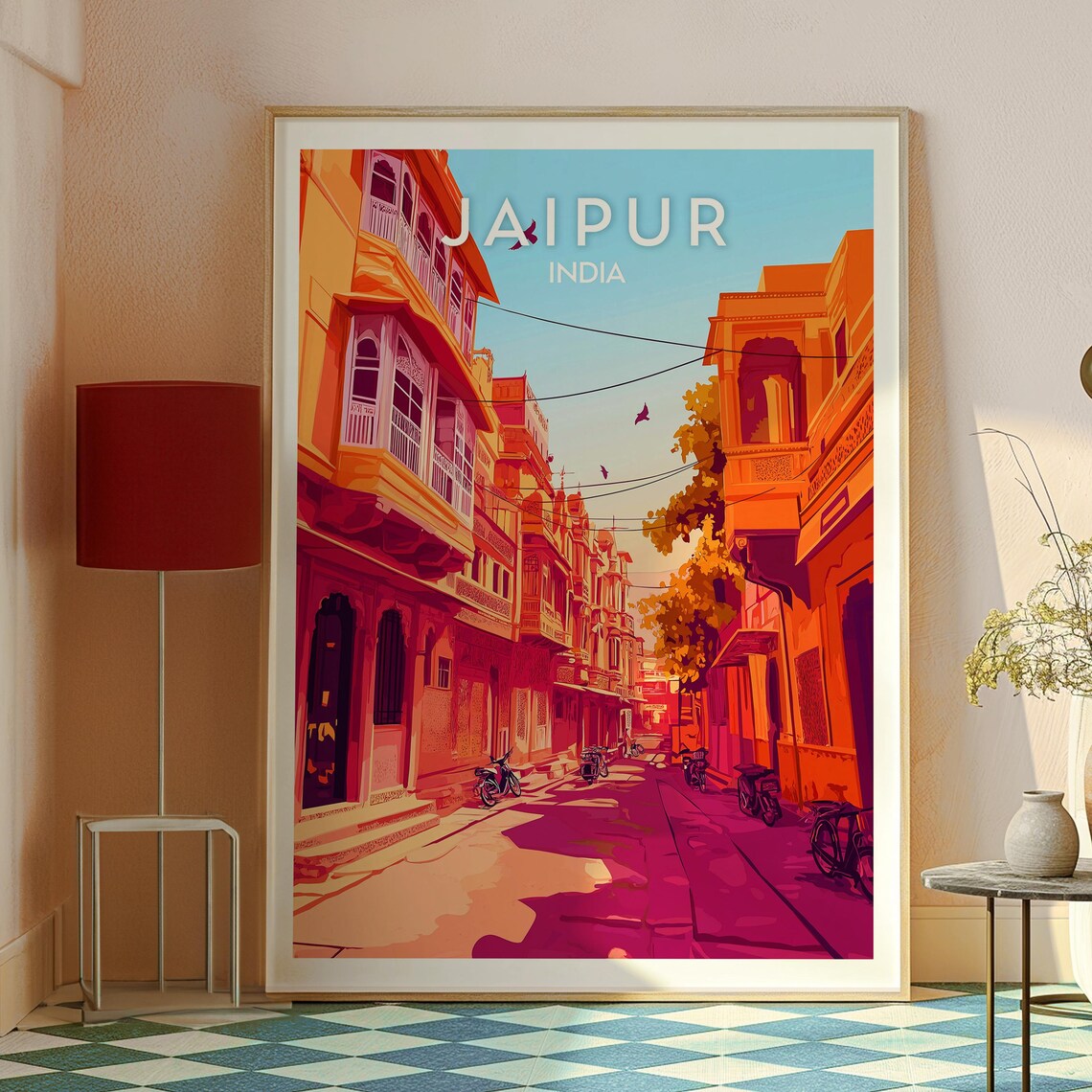 Jaipur India Pink City Heritage Street Old Haveli Travel Poster - Image 2