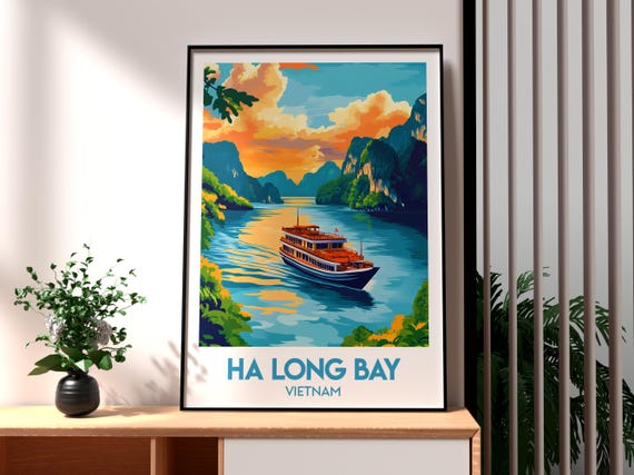 Ha Long Bay Travel Poster, Vietnam Adventure Art