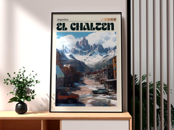 El Chalten Travel Print Argentina Wall Art Mountains Poster Gift For Traveller