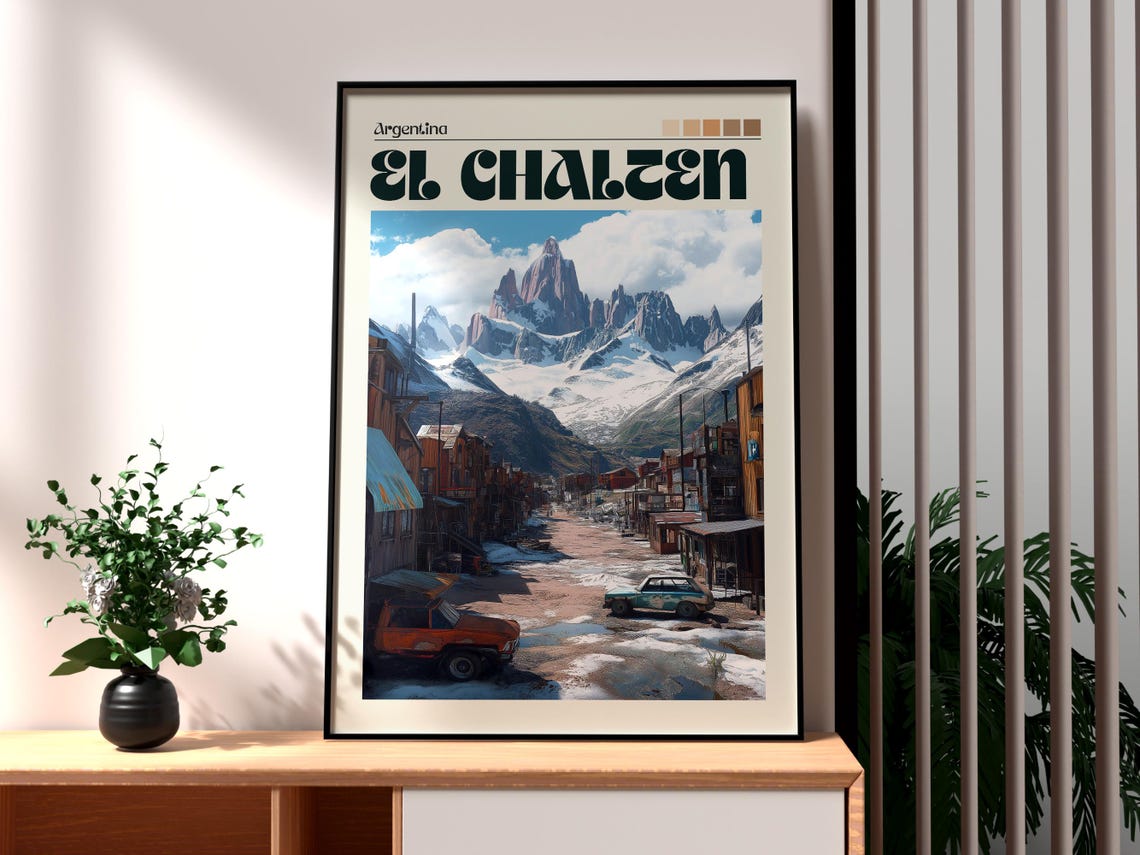 El Chalten Travel Print Argentina Wall Art Mountains Poster Gift For Traveller