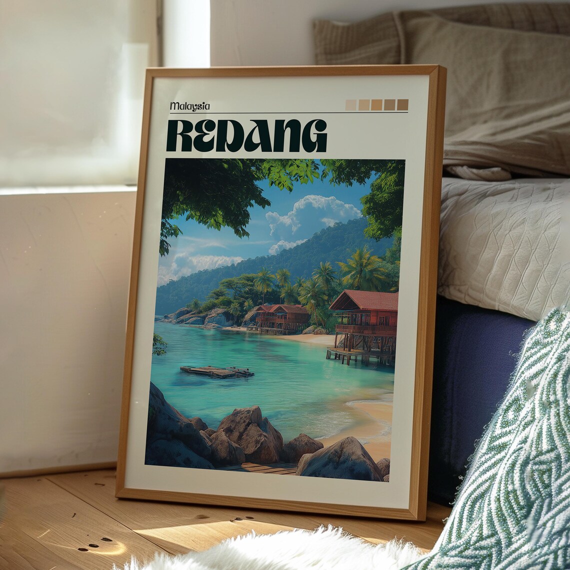 Redang Malaysia Island Beach Stilt Chalets Scenic Travel Poster - Image 3