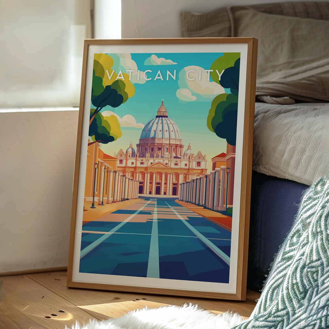 Vatican City St Peters Basilica Square Retro Italian Landmark Poster