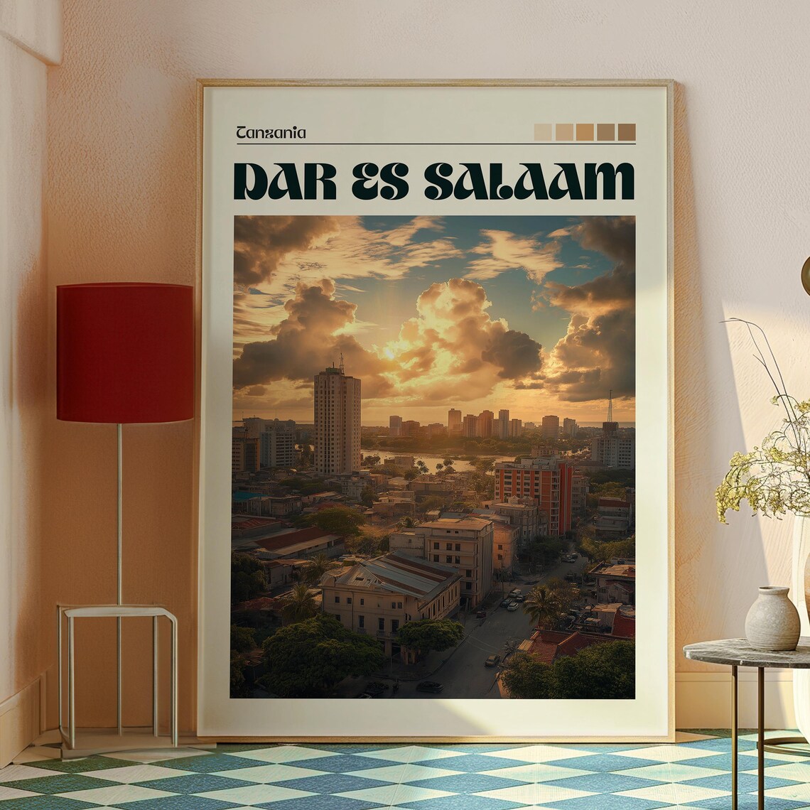 Dar Es Salaam Tanzania City Skyline Golden Sunset Clouds Travel Poster - Image 2