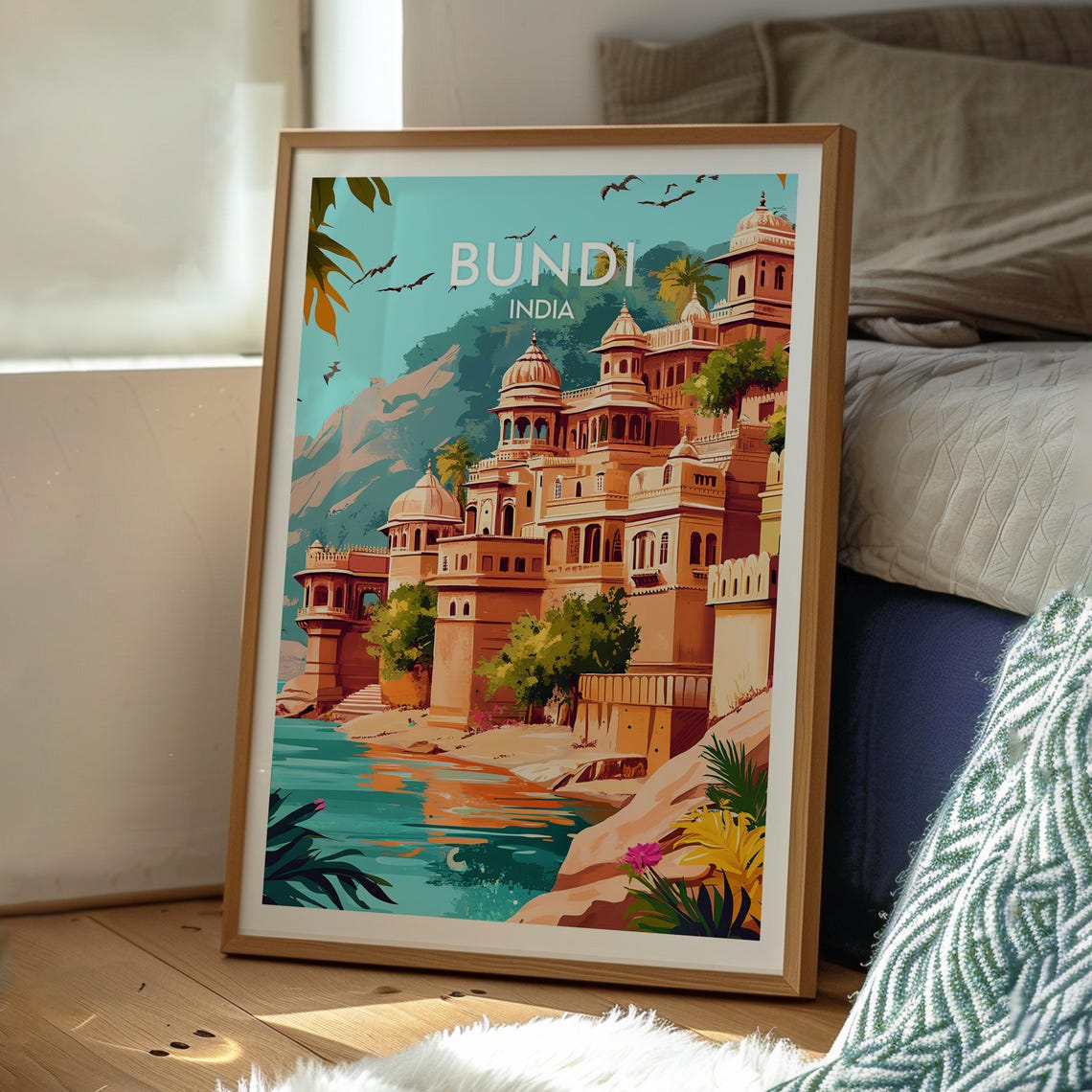 Bundi India Palace Lake Shore Royal Heritage Waterfront Poster - Image 3