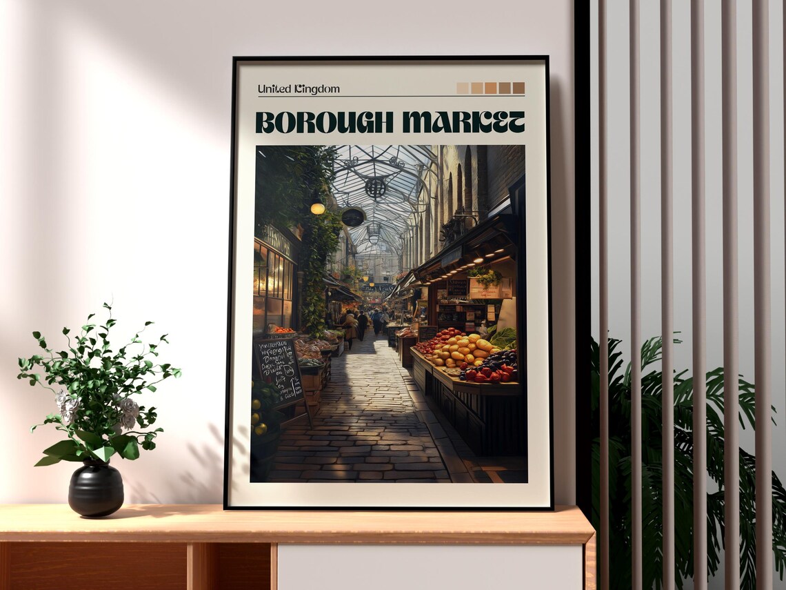Borough Market London Historic Glass Roof Market Hall Poster