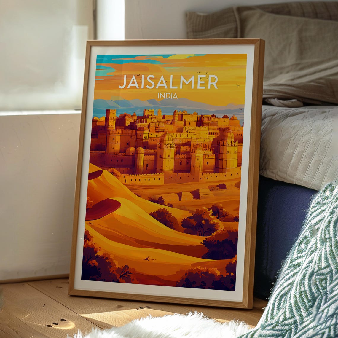 Jaisalmer India Golden Fort Sunset Desert Dunes Travel Poster - Image 3