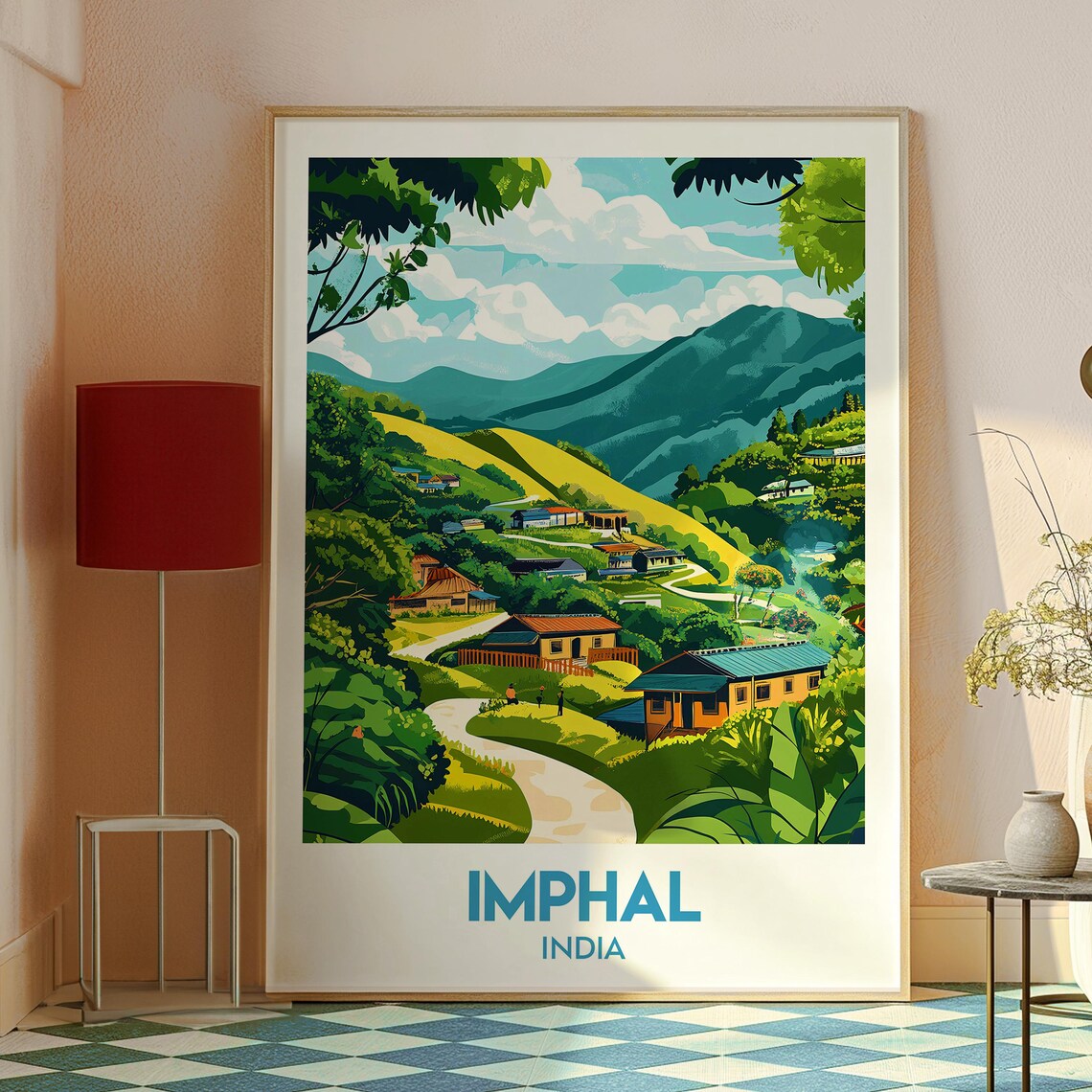 Imphal India Manipur Hillside Himalayan Village Travel Poster - Image 2