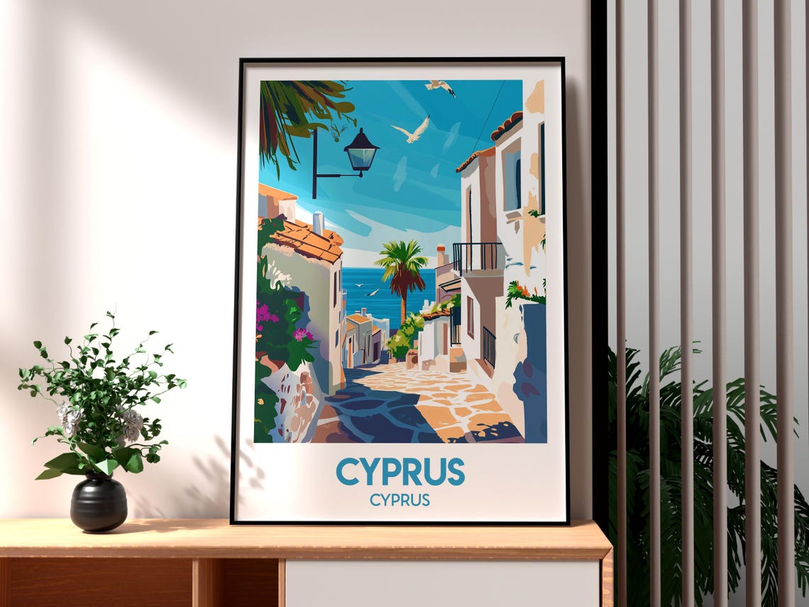 Cyprus Print Cyprus Wall Art Kato Paphos Poster Travel Wall Art Cyprus Travel Poster Cyprus Art Ancient Kourion Cyrpus Wall Art - Image 3