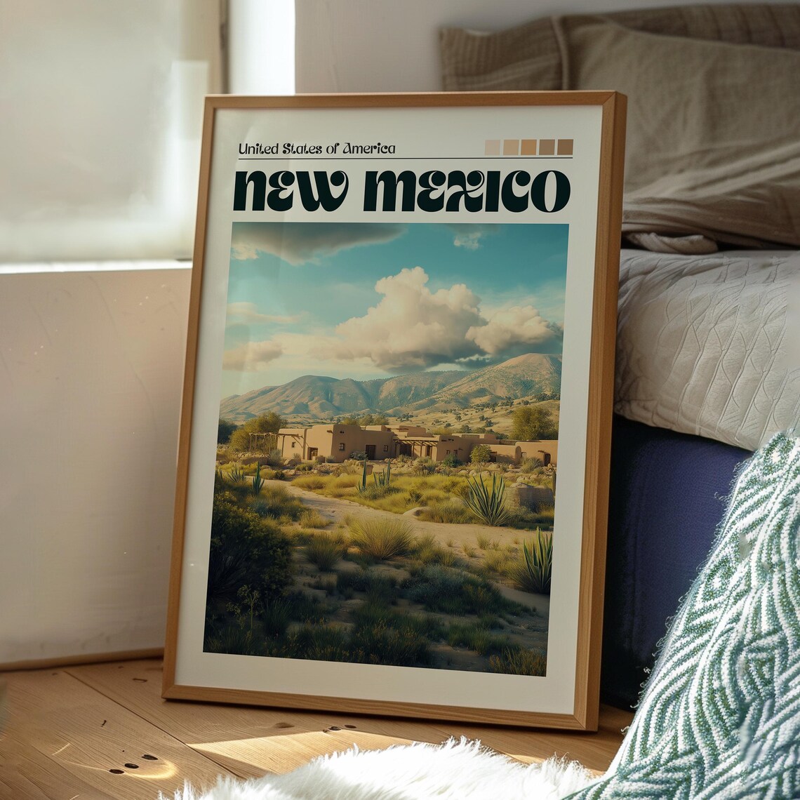 New Mexico USA Desert Adobe Mountains Southwest Scenic Travel Poster - Image 3