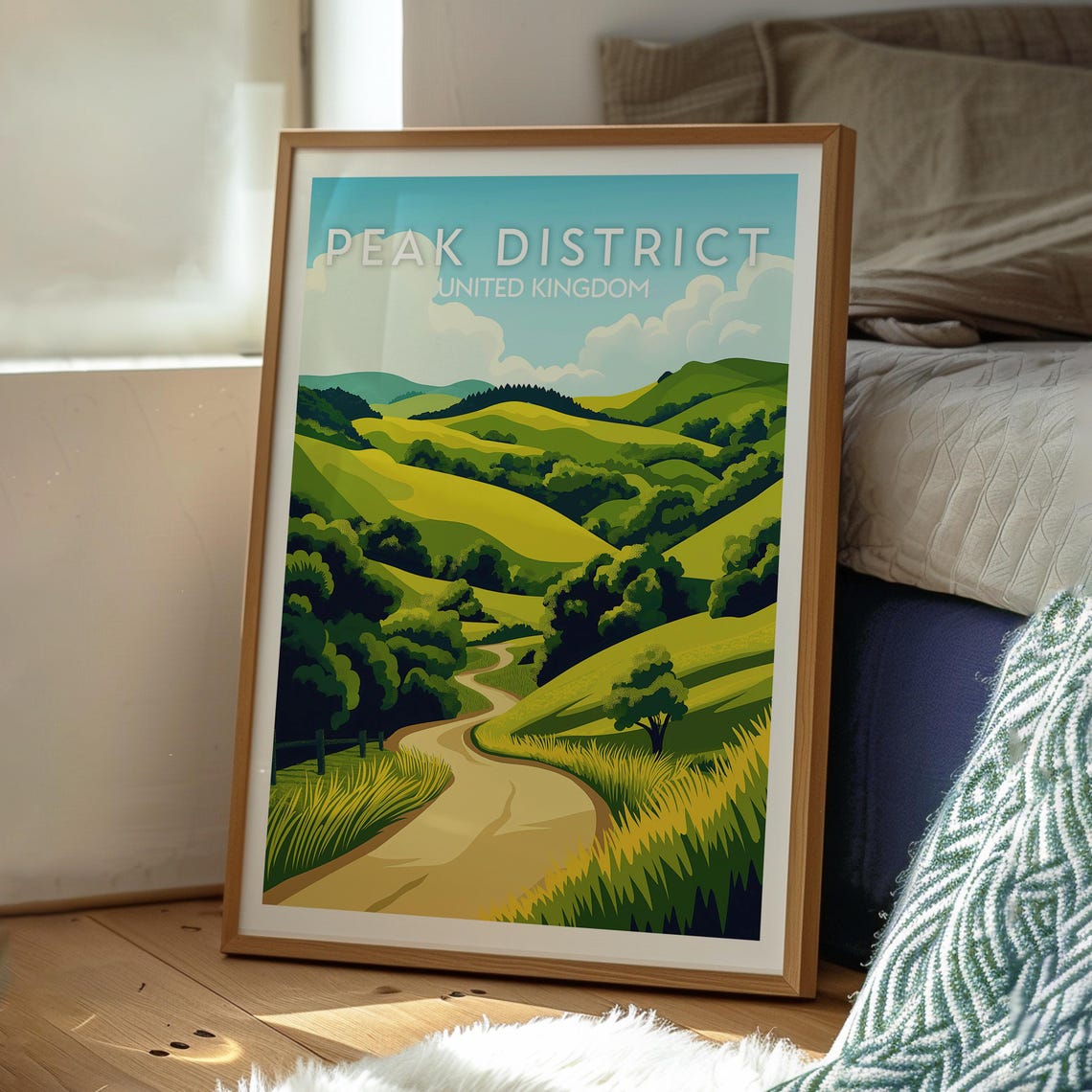 Peak District UK Rolling Green Hills Country Trail Walk Poster - Image 3