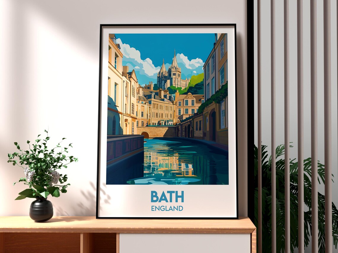 Bath England Georgian Canal River Historic City Travel Poster