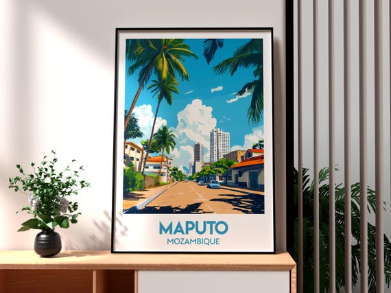 Maputo Poster Mozambique Print Travel Wall Art Africa African Wildlife